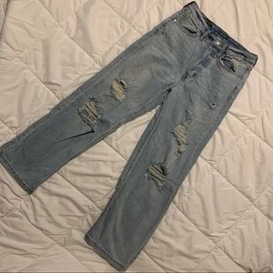 High waisted, straight leg jeans